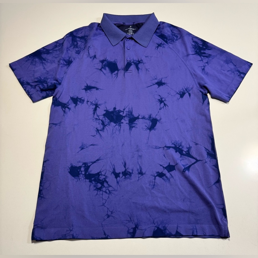 Fabletics Polo Shirt Mens Size Large Purple Tie-Dye Golf Breathable Stretch